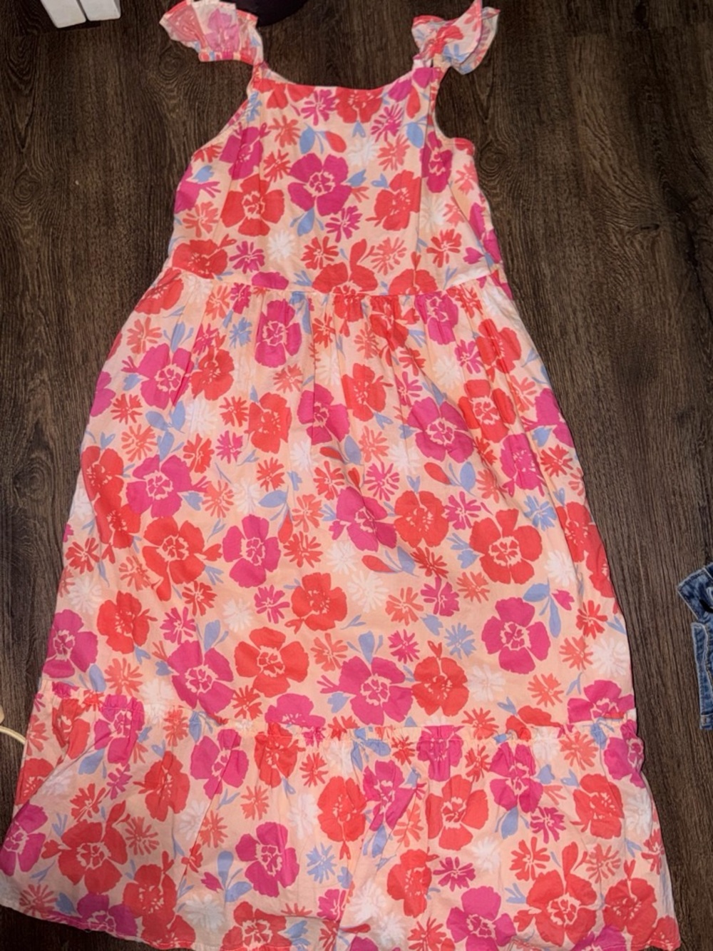 GAP Pink & Coral Floral Sundress with Ruffle Straps